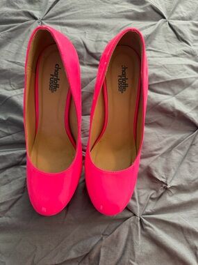 Charlotte Russe Neon Pink Patent Round-Toe Pumps